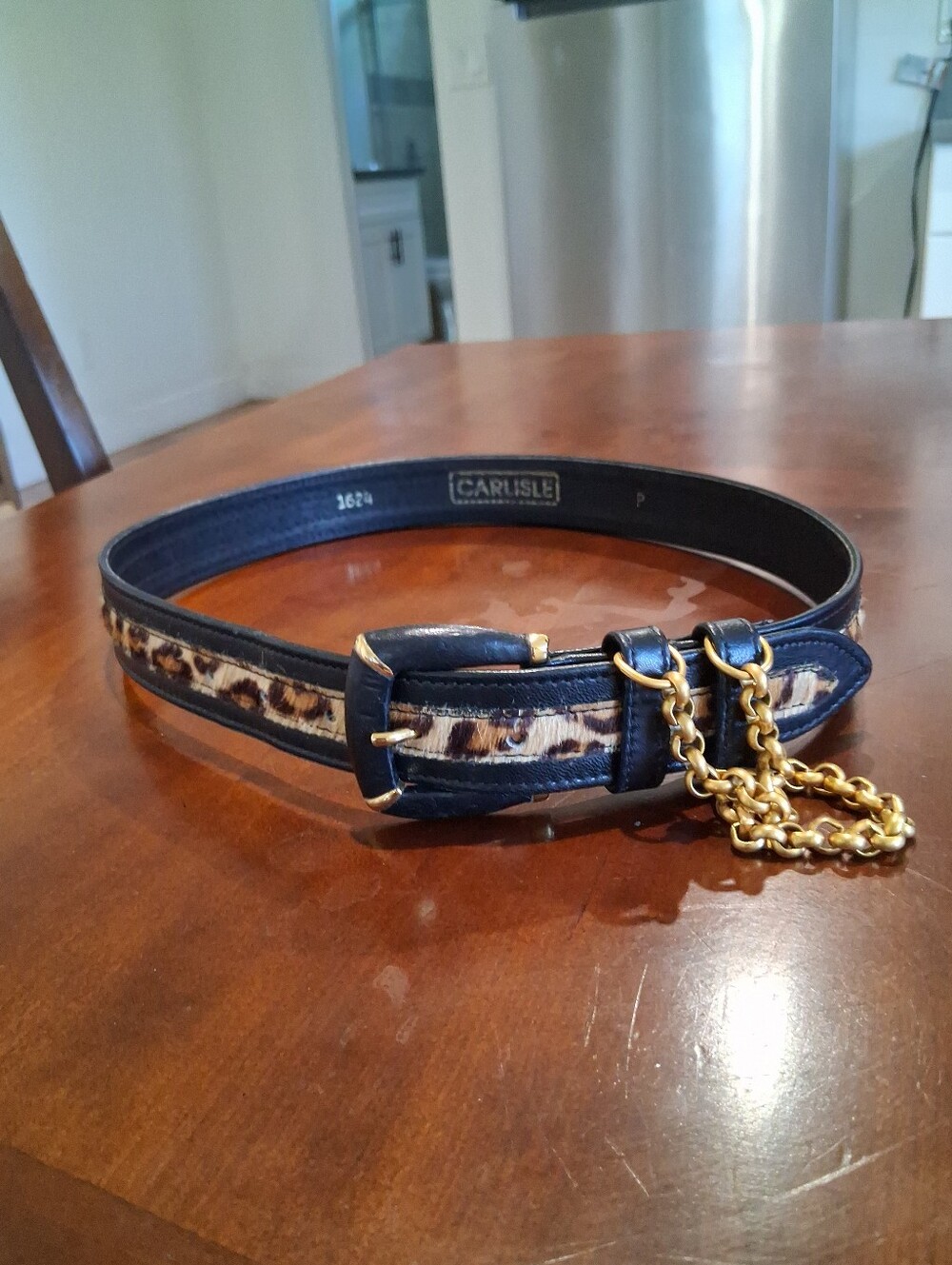 Authentic CARLISLE Leopard Leather Belt